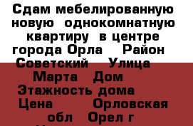 Сдам мебелированную новую  однокомнатную квартиру  в центре города Орла  › Район ­ Советский  › Улица ­ 8 Марта › Дом ­ 8 › Этажность дома ­ 17 › Цена ­ 13 - Орловская обл., Орел г. Недвижимость » Квартиры аренда   